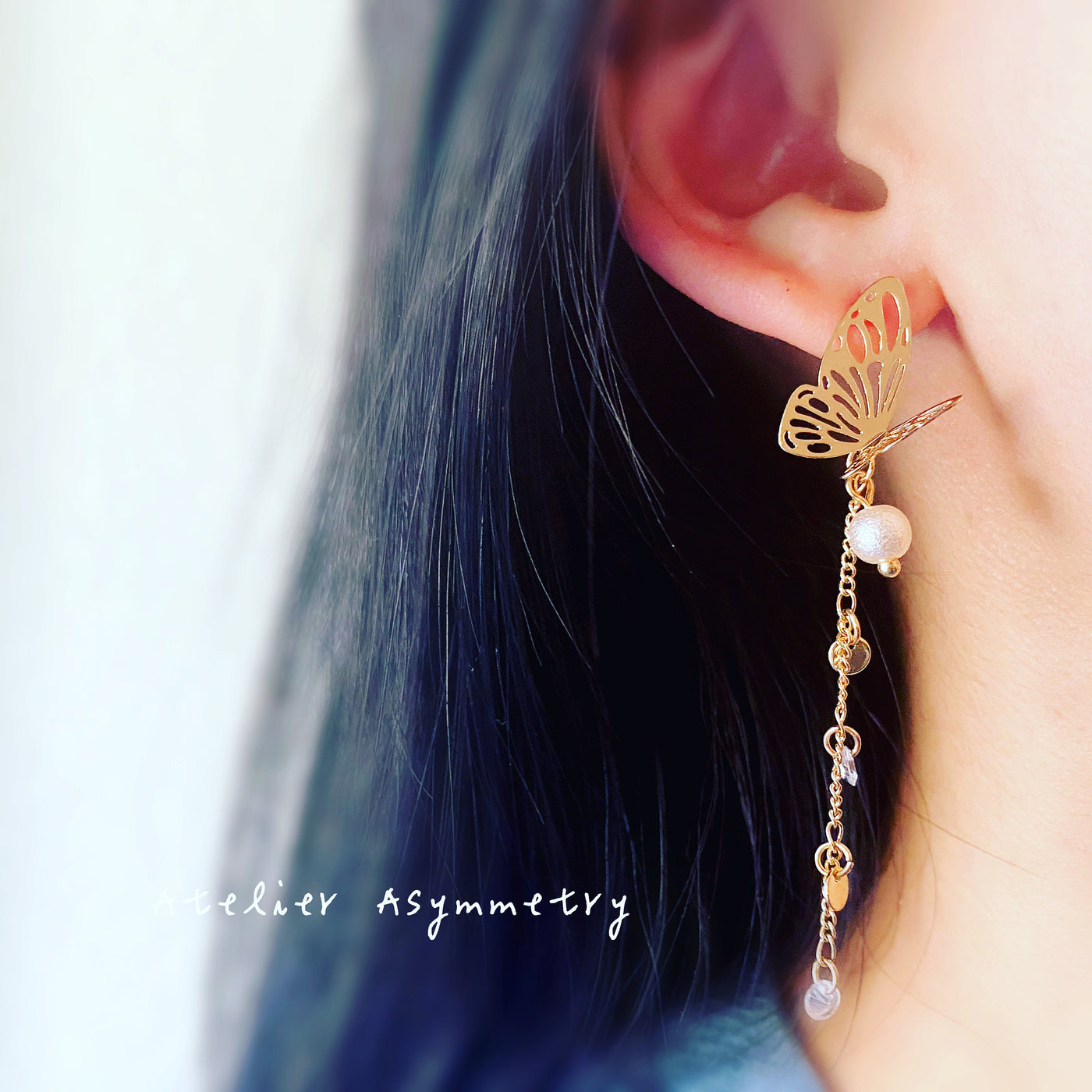 Gold Butterfly Drop Earrings