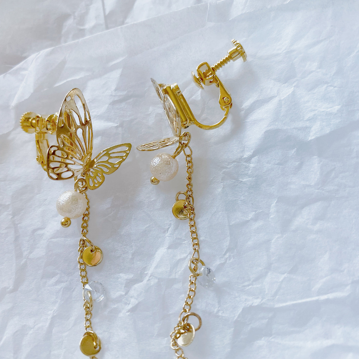 Gold Butterfly Drop Earrings