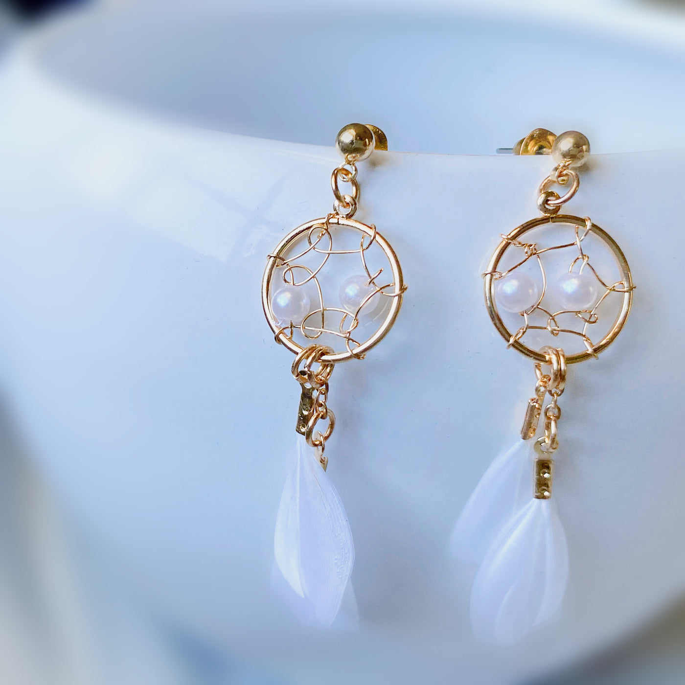 Feather Dreamcatcher Dangle Earrings