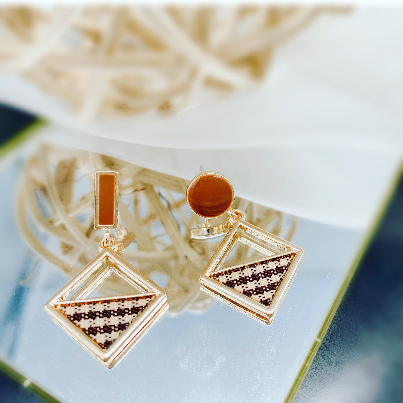 Checkered Diamond Dangle Earrings