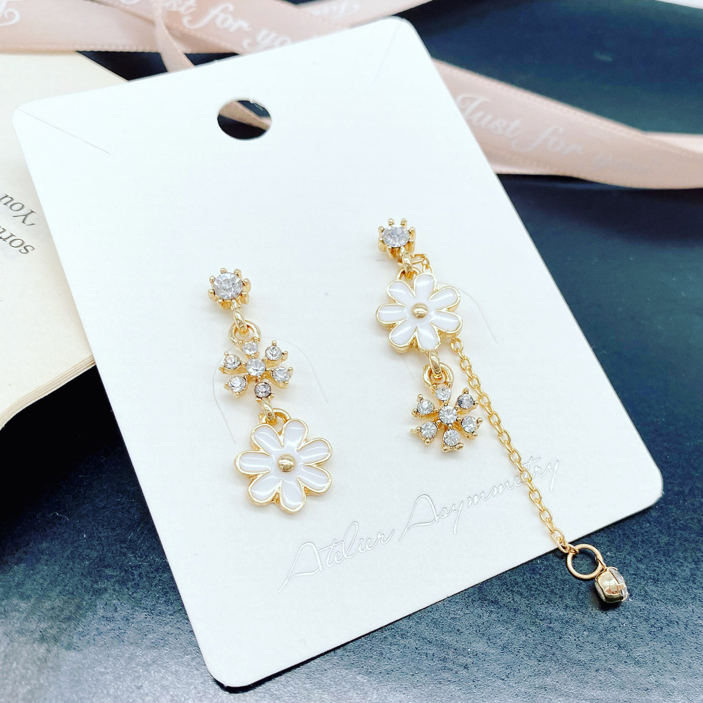 Asymmetric Snowflake Flower Dangle Earrings