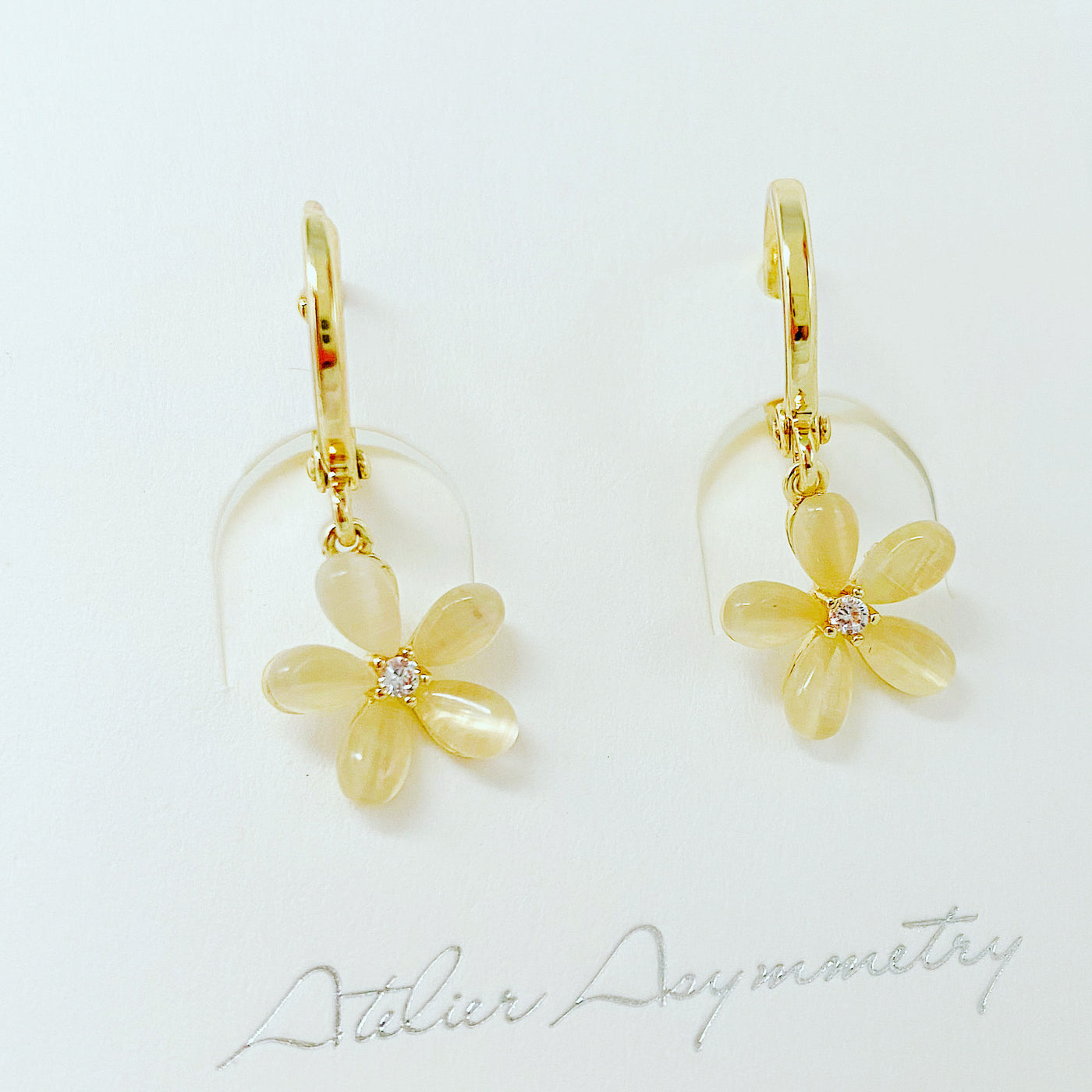 Gold Sakura Flower Huggie Hoops