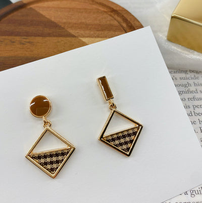 Checkered Diamond Dangle Earrings