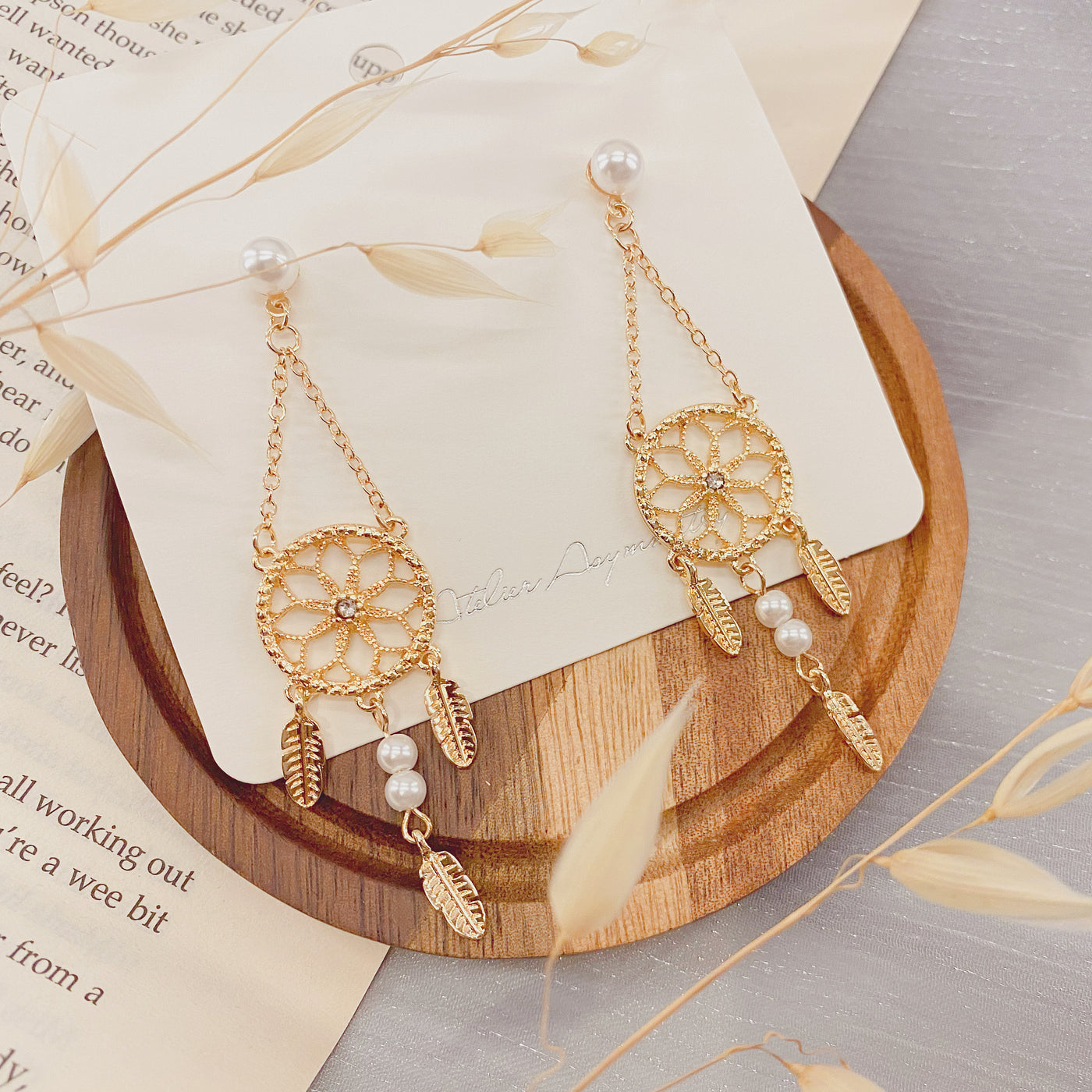 Gold Dreamcatcher Chandelier Earrings