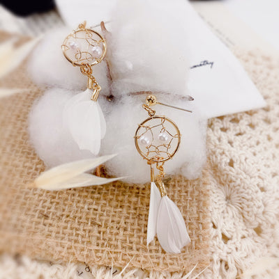 Feather Dreamcatcher Dangle Earrings