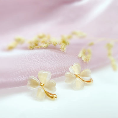 Gold Crystal Clover Stud