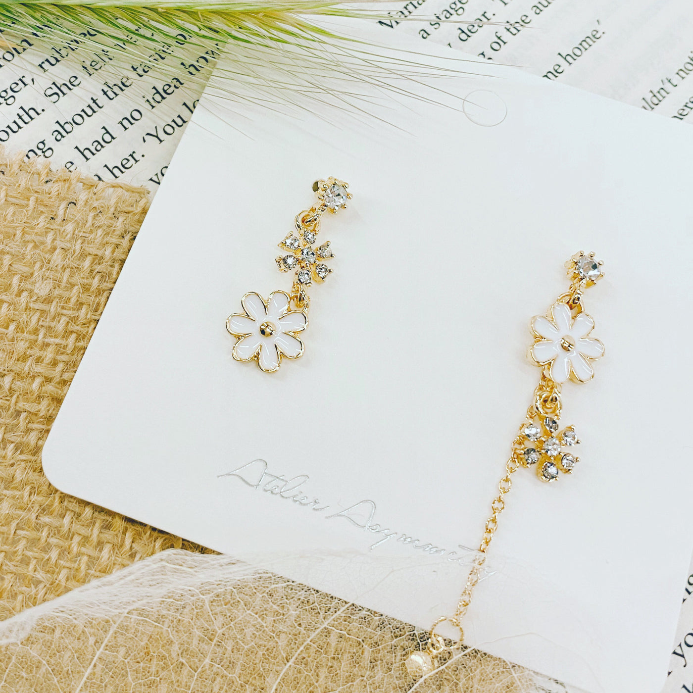 Asymmetric Snowflake Flower Dangle Earrings