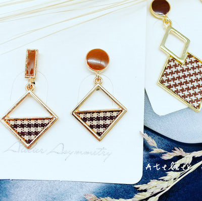 Checkered Diamond Dangle Earrings