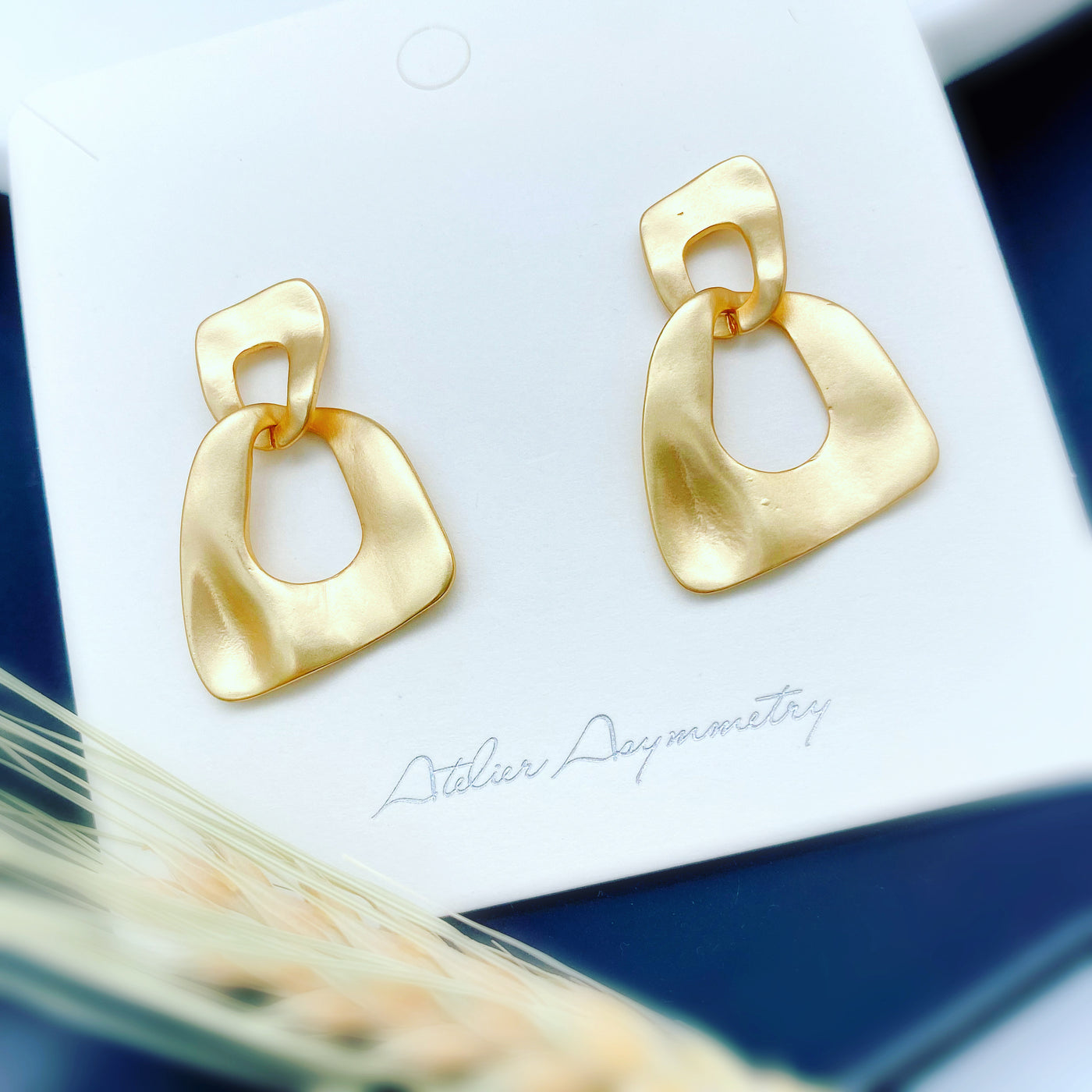 Modern Dangle Earrings in Gold