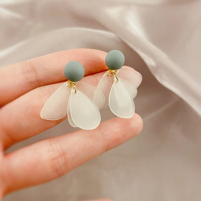 White Petal Stud Earrings