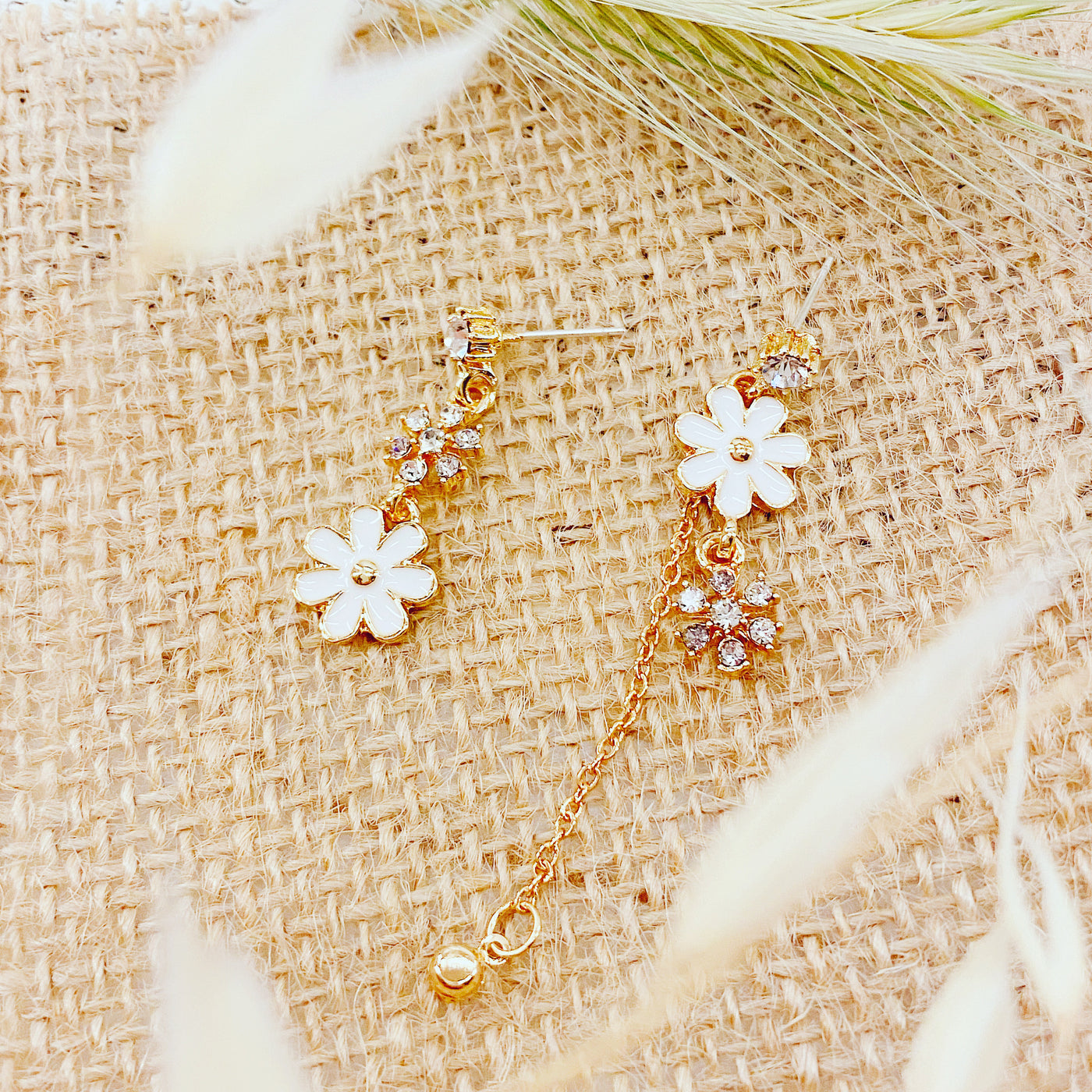 Asymmetric Snowflake Flower Dangle Earrings