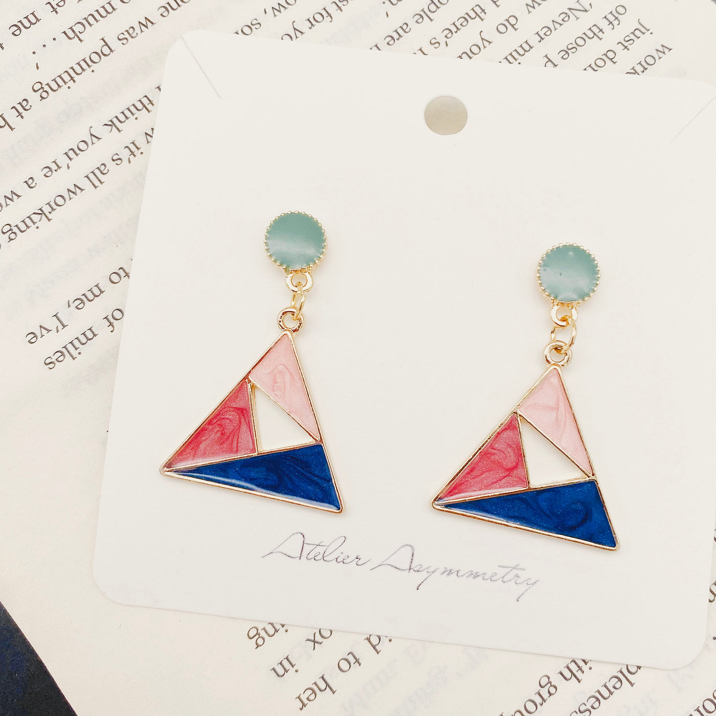 Tri-color Triangle Dangle Earrings