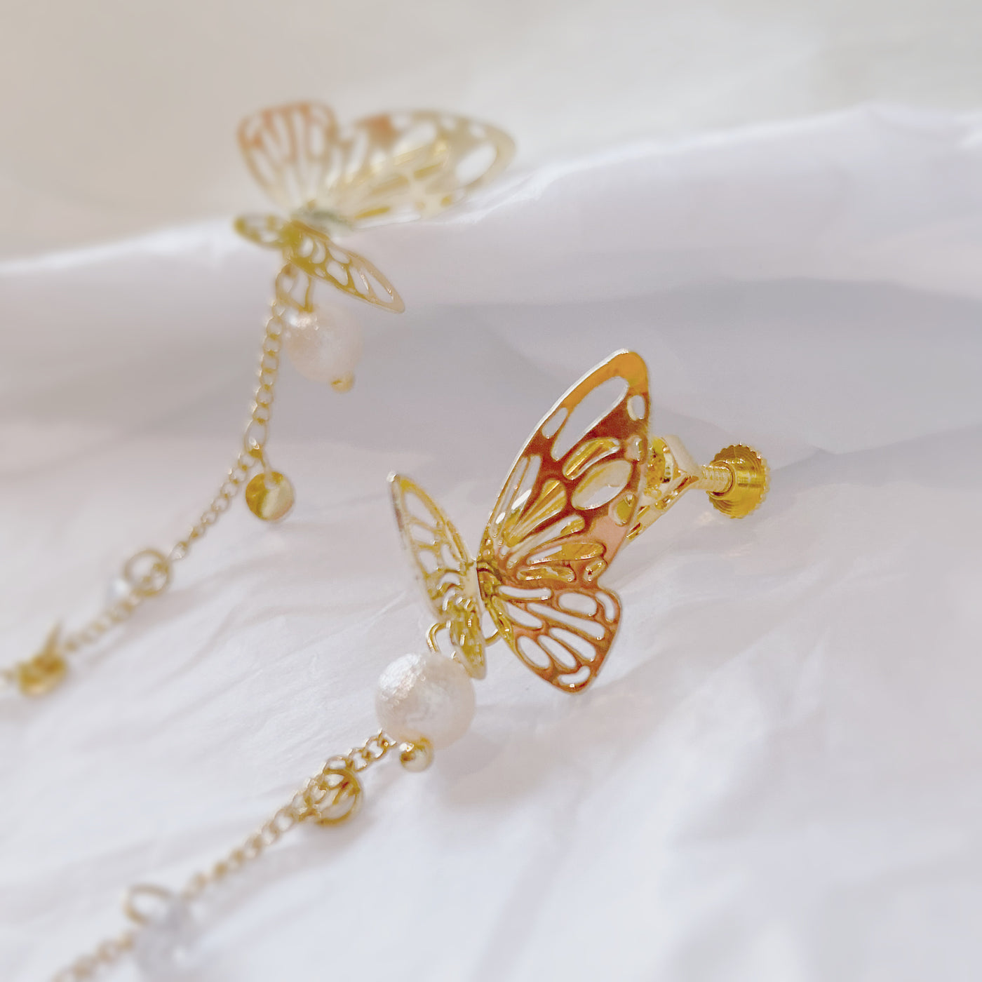 Gold Butterfly Drop Earrings