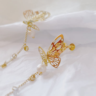 Gold Butterfly Drop Earrings