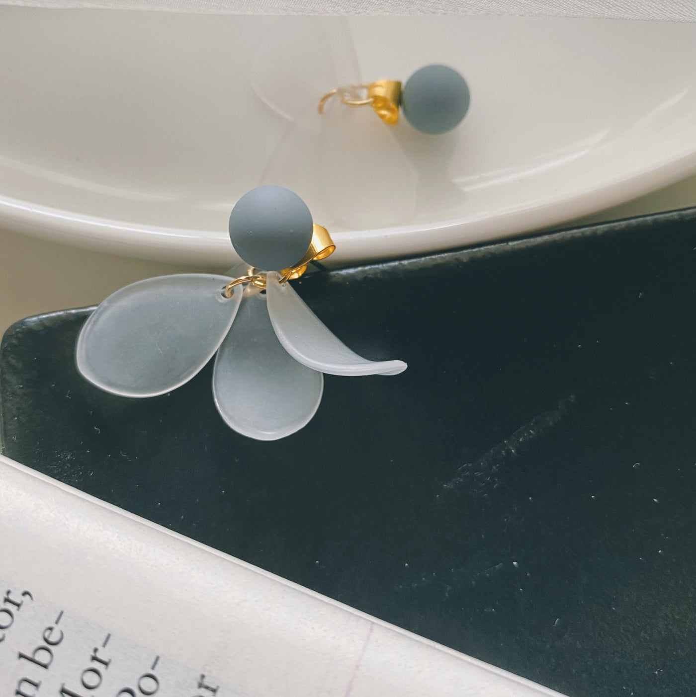 White Petal Stud Earrings