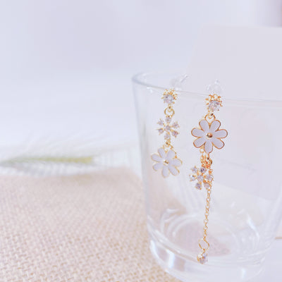 Asymmetric Snowflake Flower Dangle Earrings