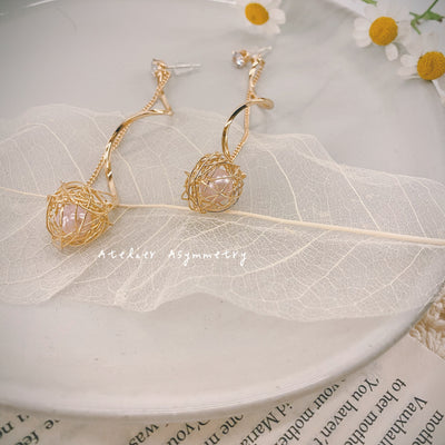 Wire Pearl Drop Earrings 