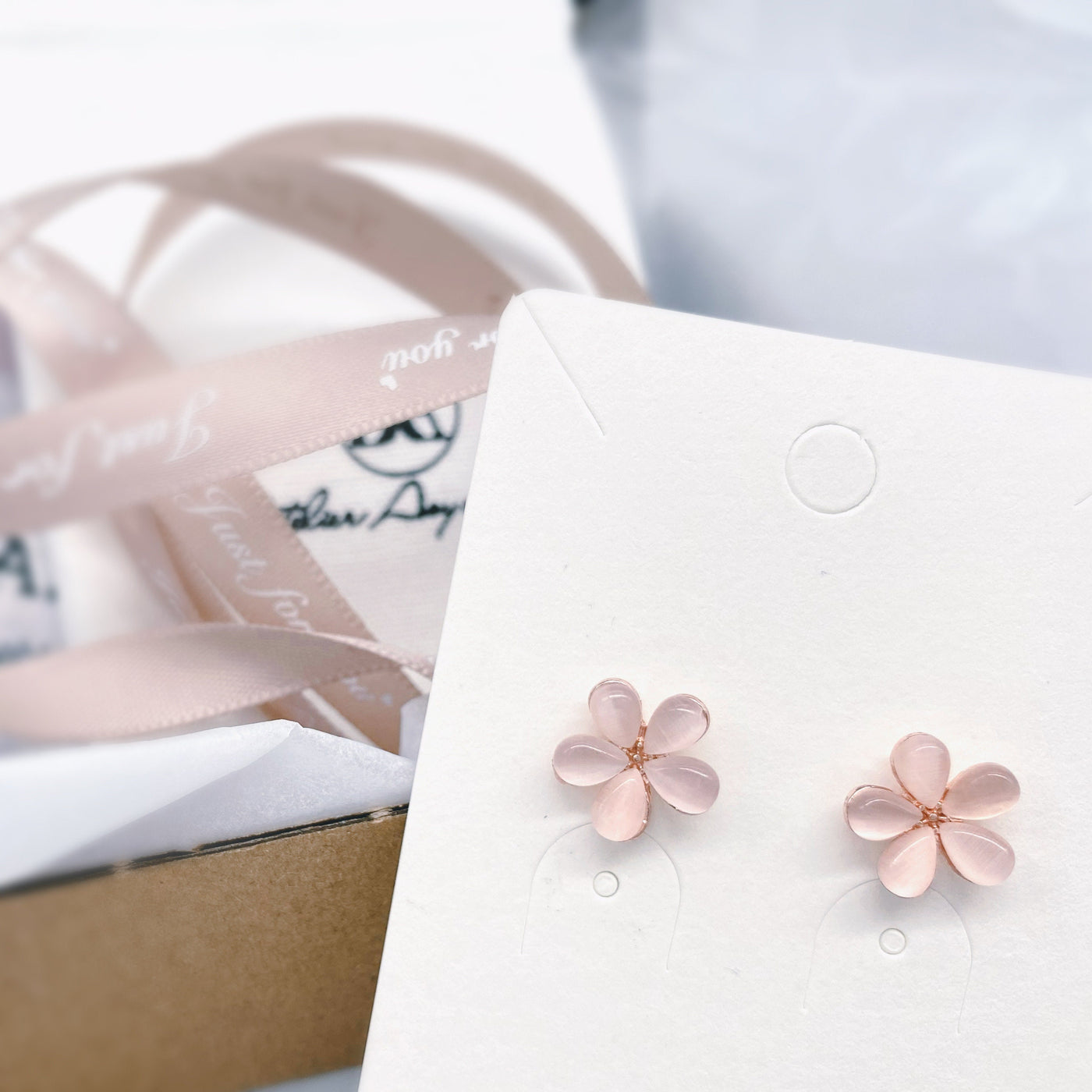 Pink Sakura Flower Stud 