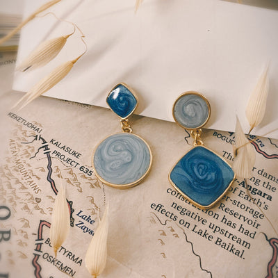 Mismatched Blue Dangle Earrings 