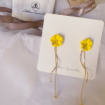 Hawaiian Yellow Floral Dangle Earrings 