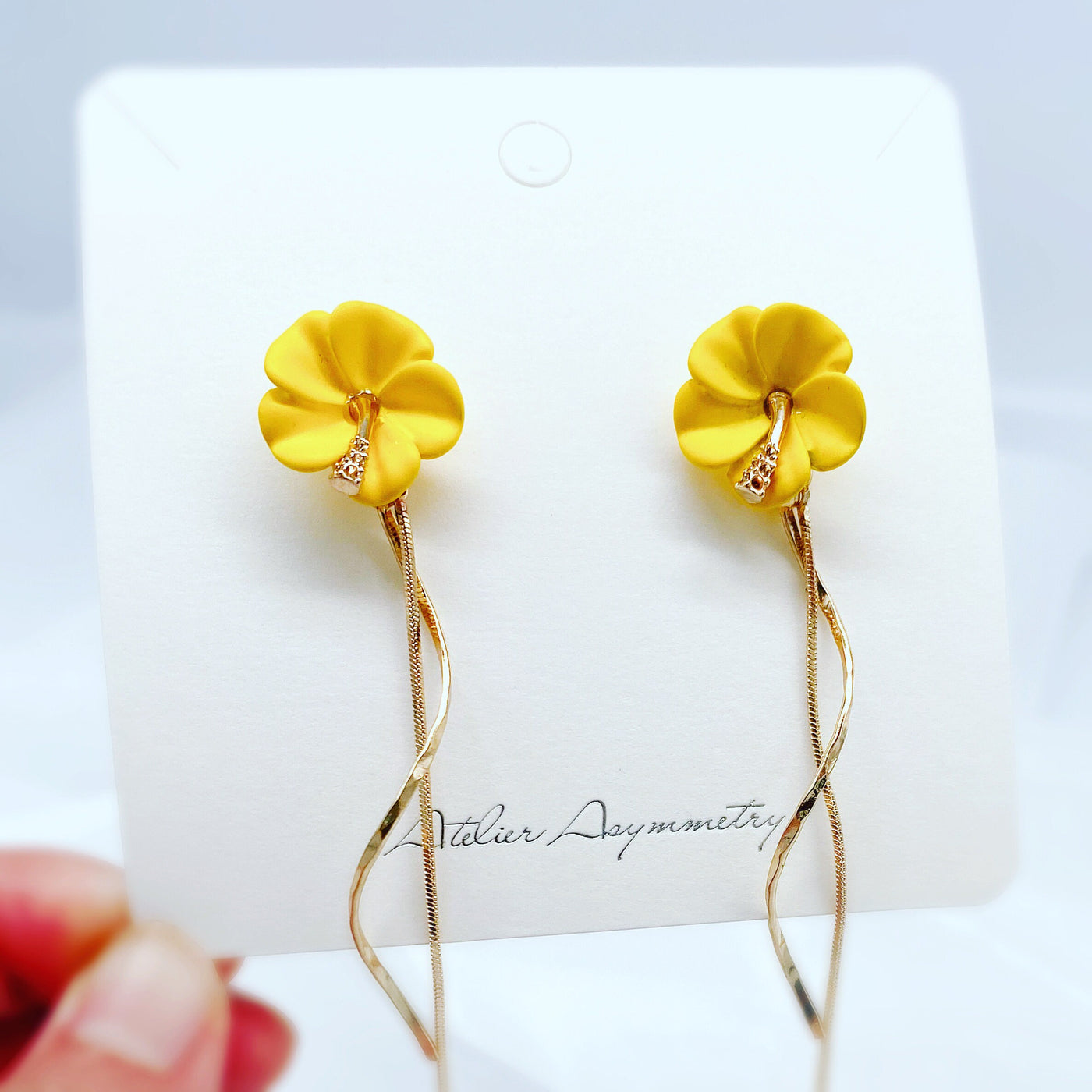 Hawaiian Yellow Floral Dangle Earrings 