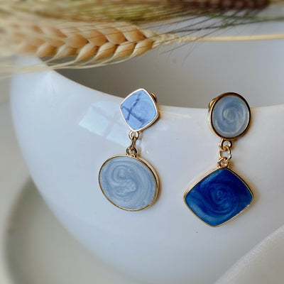 Mismatched Blue Dangle Earrings 