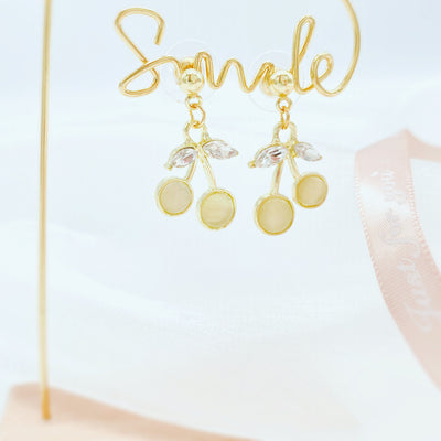 Golden Cherry Crystal Studs 