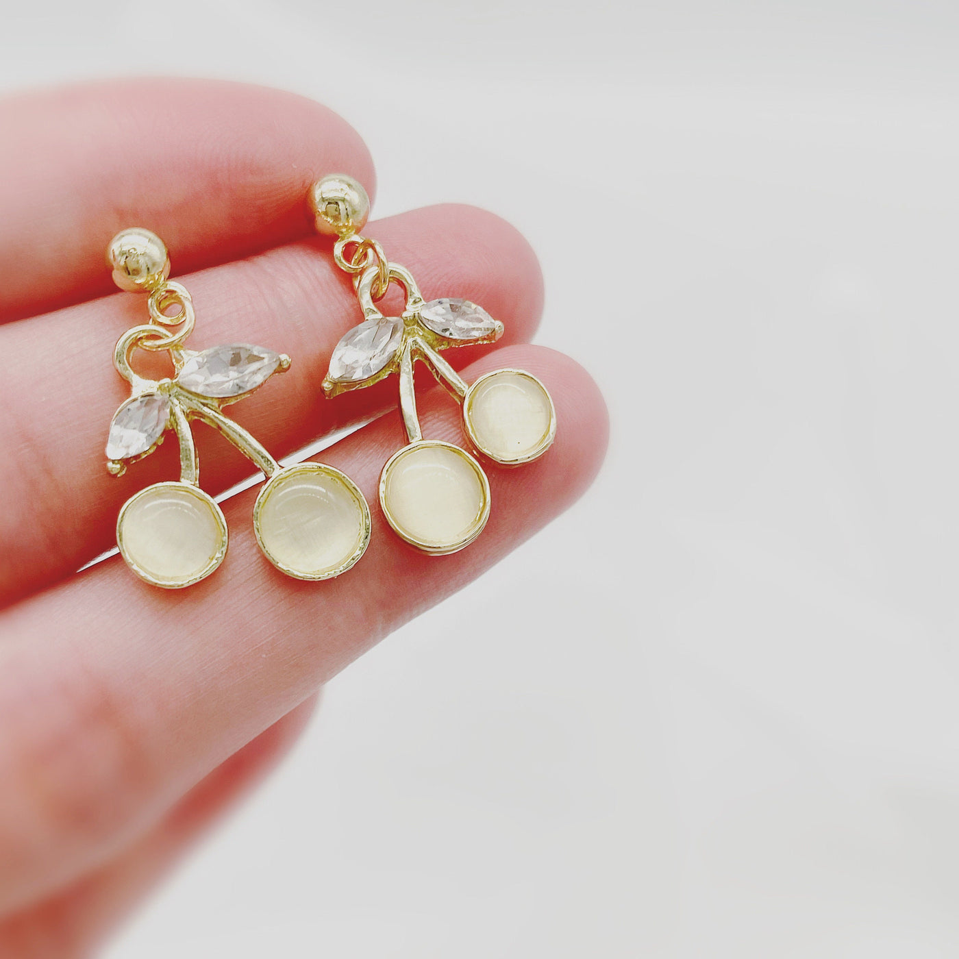 Golden Cherry Crystal Studs 