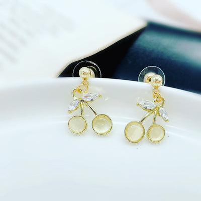 Golden Cherry Crystal Studs 