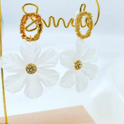 Clear Flower Dangle Earrings 