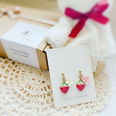 Strawberry Flower Dangle Earrings 