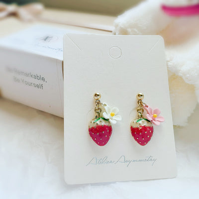 Strawberry Flower Dangle Earrings 