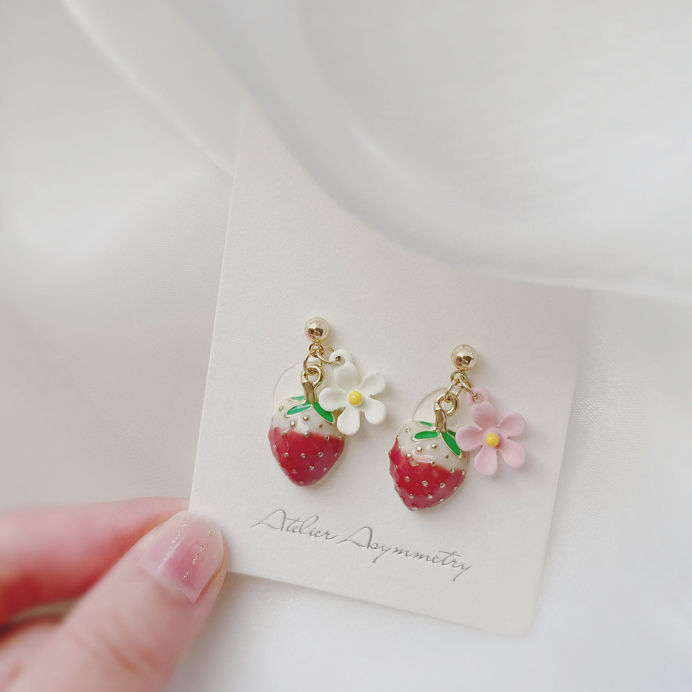 Strawberry Flower Dangle Earrings 